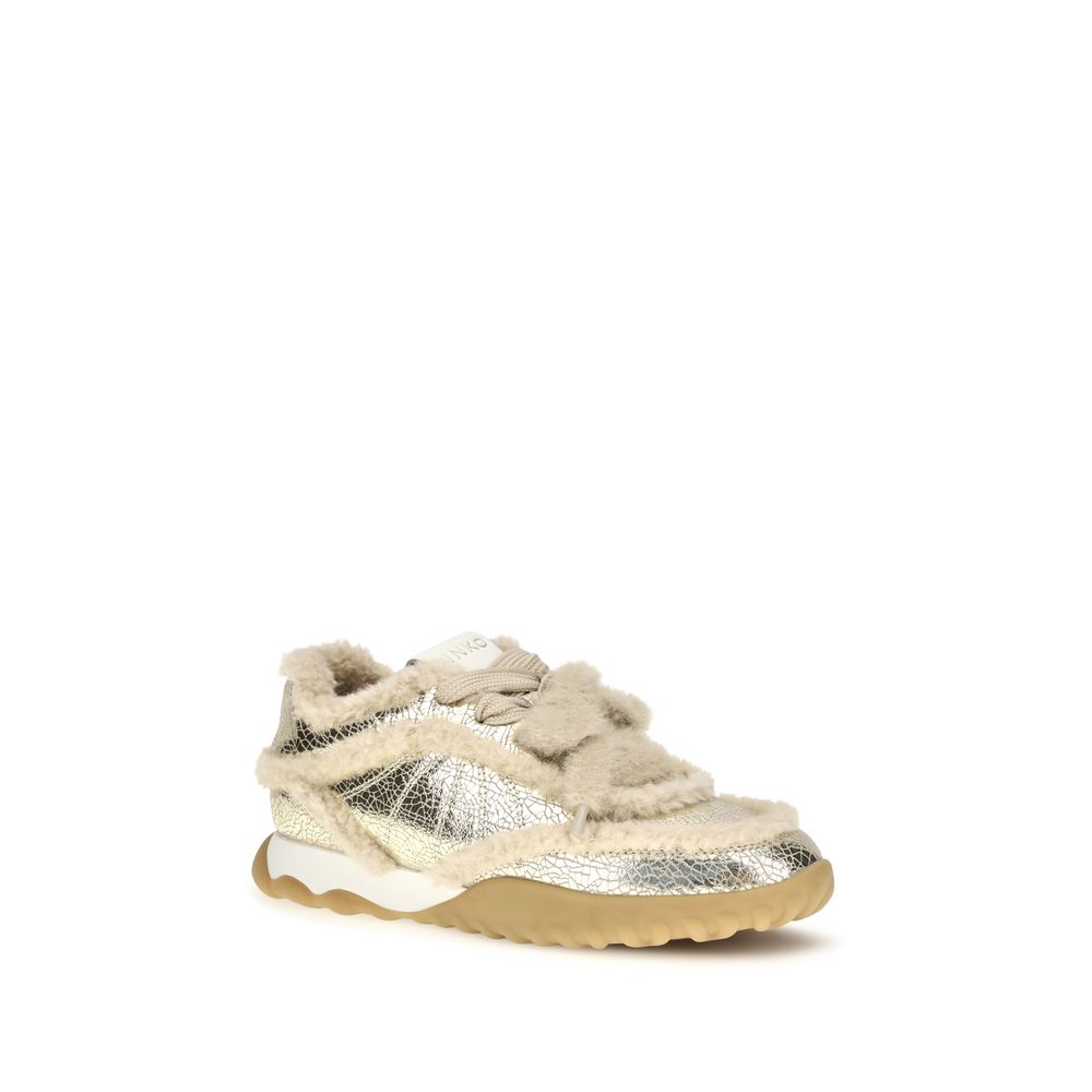 PINKO Chunky Sneaker aus silbernem Kalbsleder Bos Taurus