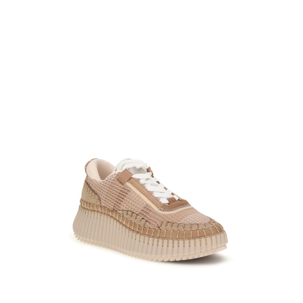 Chloé Beigefarbene Sportschuhe aus Nylon
