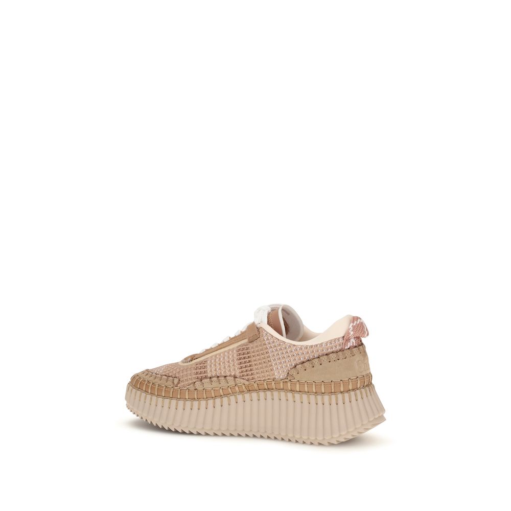 Chloé Beigefarbene Sportschuhe aus Nylon