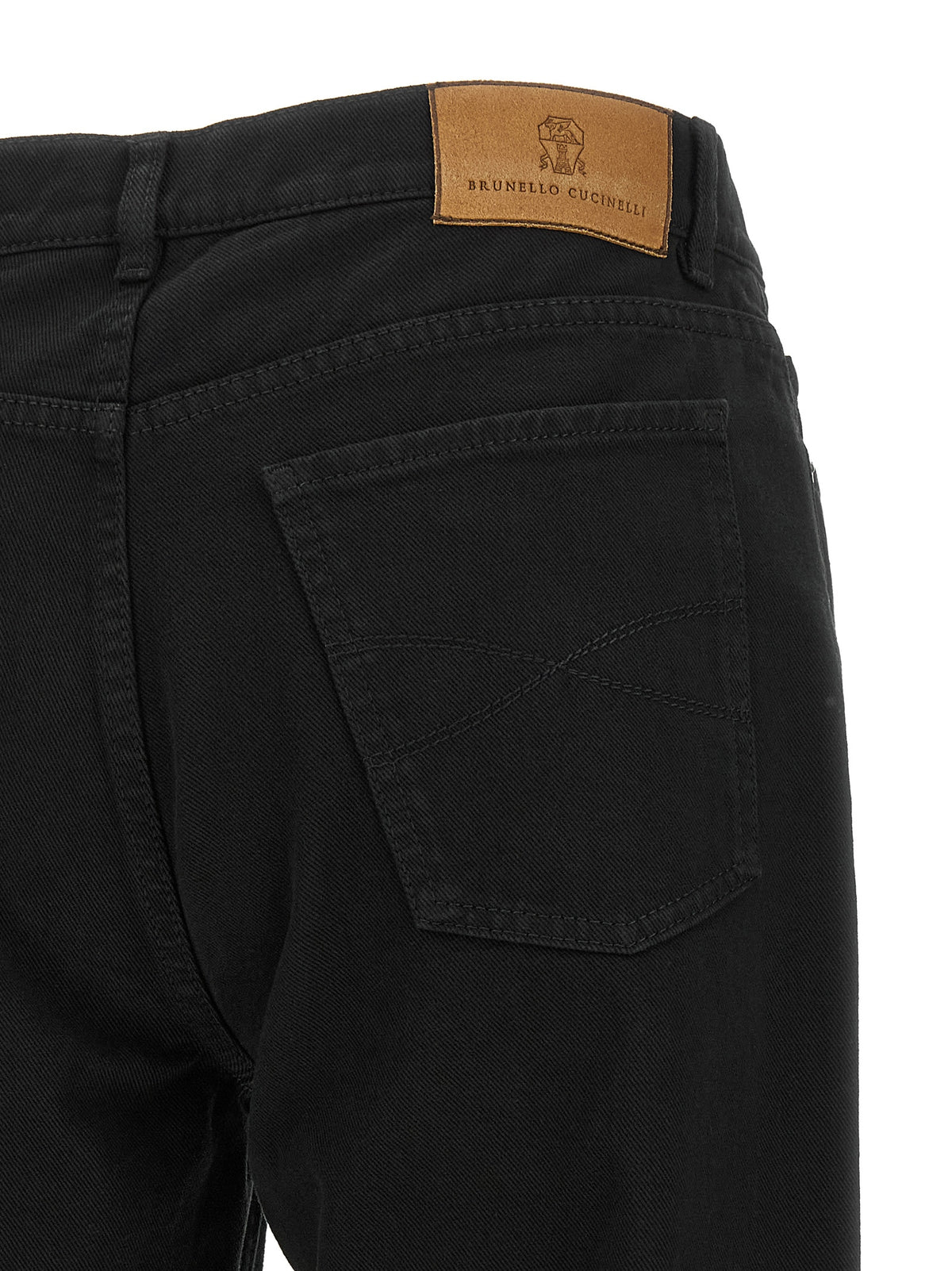 Brunello Cucinelli Schwarze Baumwoll-Jeans mit geradem Bein