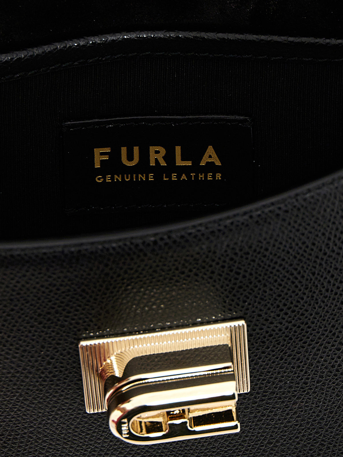 Furla Schwarze Leder Umhängetasche