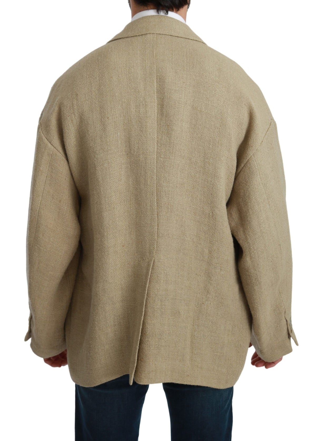 Dolce & Gabbana Beige Jacke Mantel 100% Jute Blazermantel