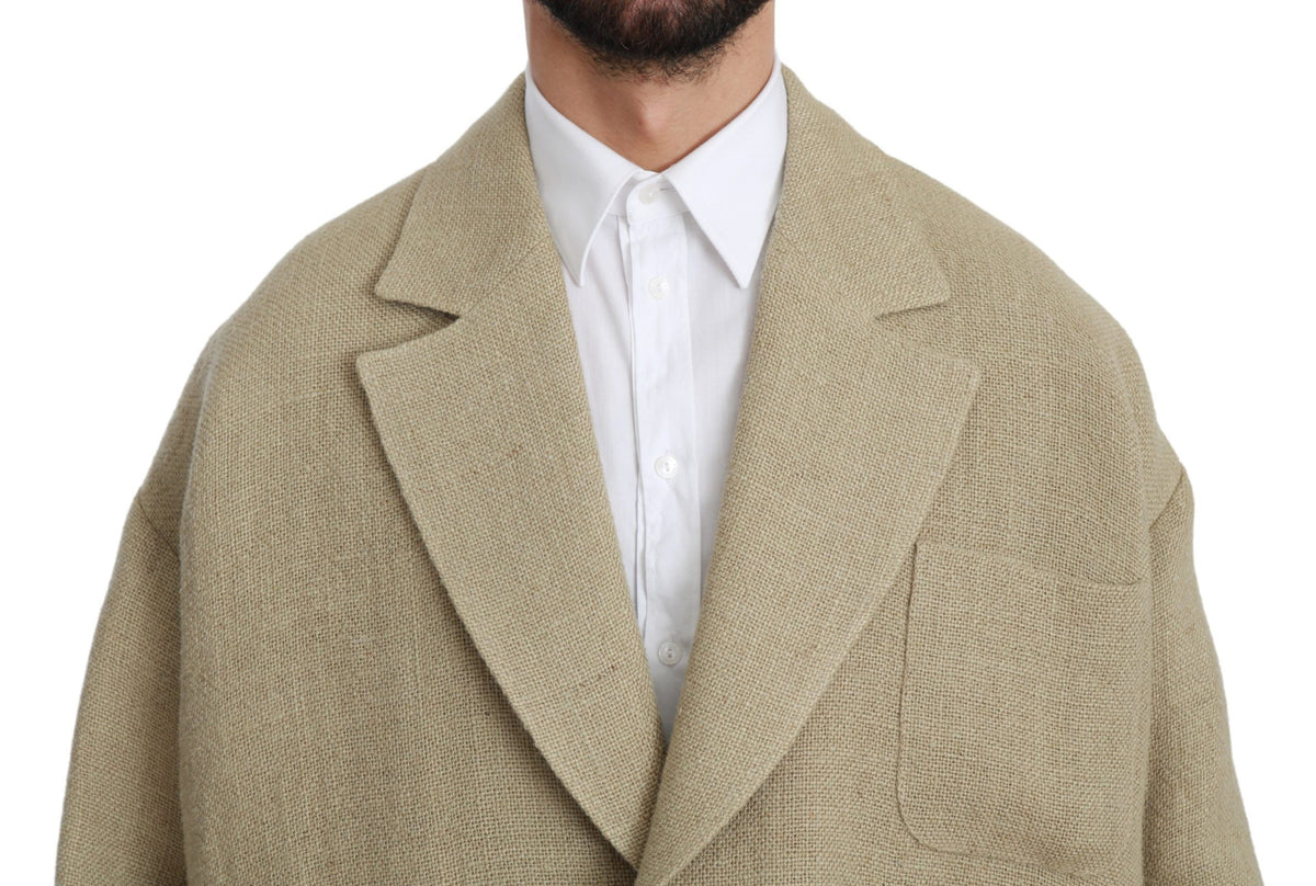 Dolce & Gabbana Beige Jacke Mantel 100% Jute Blazermantel