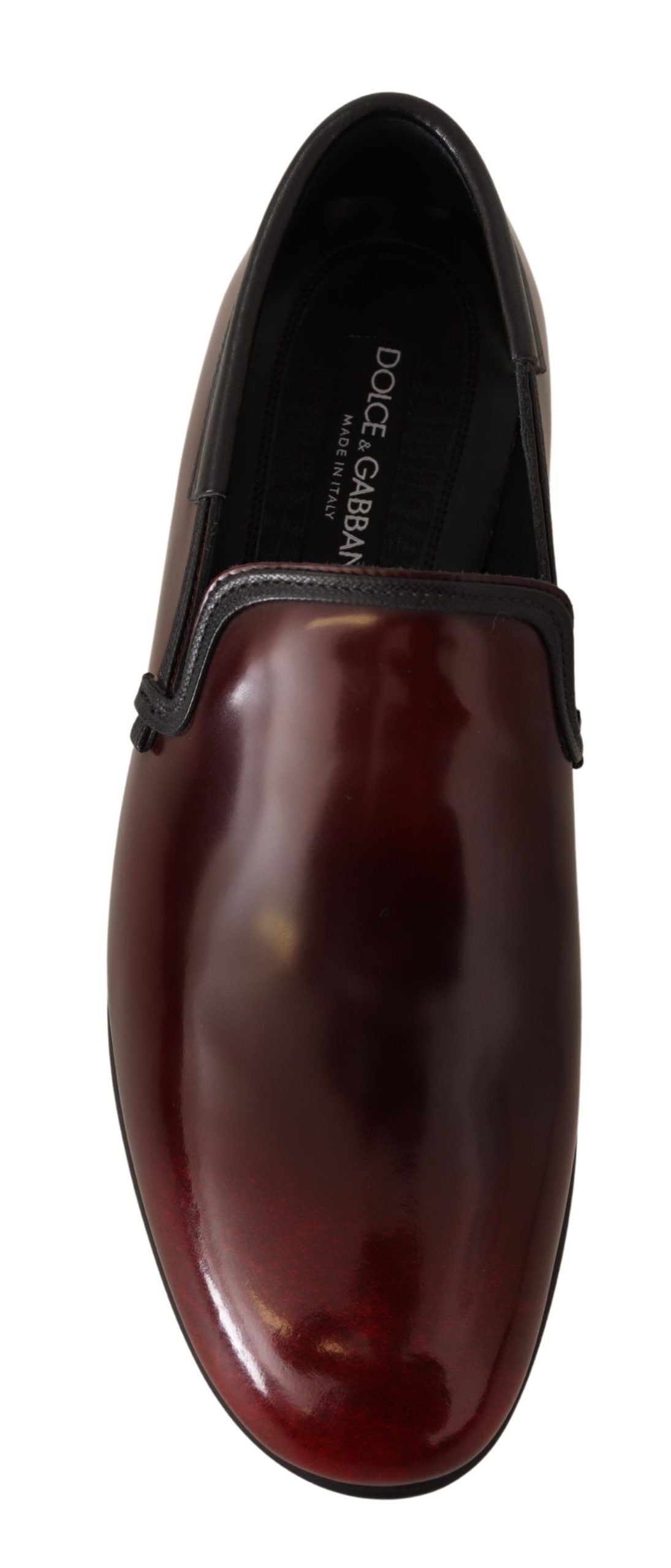 Dolce & Gabbana Bordeaux Lackleder Kleid Loafers Schuhe