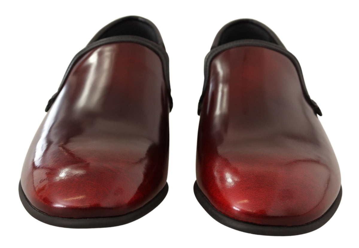 Dolce & Gabbana Bordeaux Lackleder Kleid Loafers Schuhe