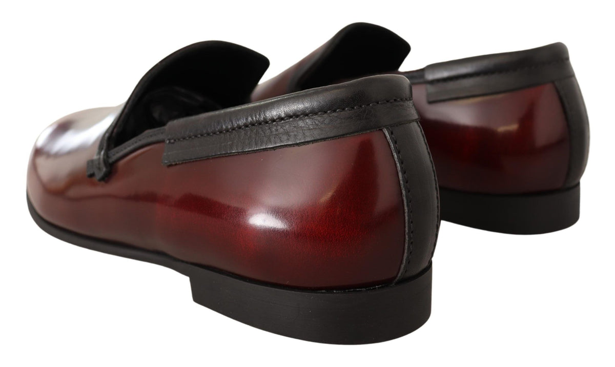 Dolce & Gabbana Bordeaux Lackleder Kleid Loafers Schuhe