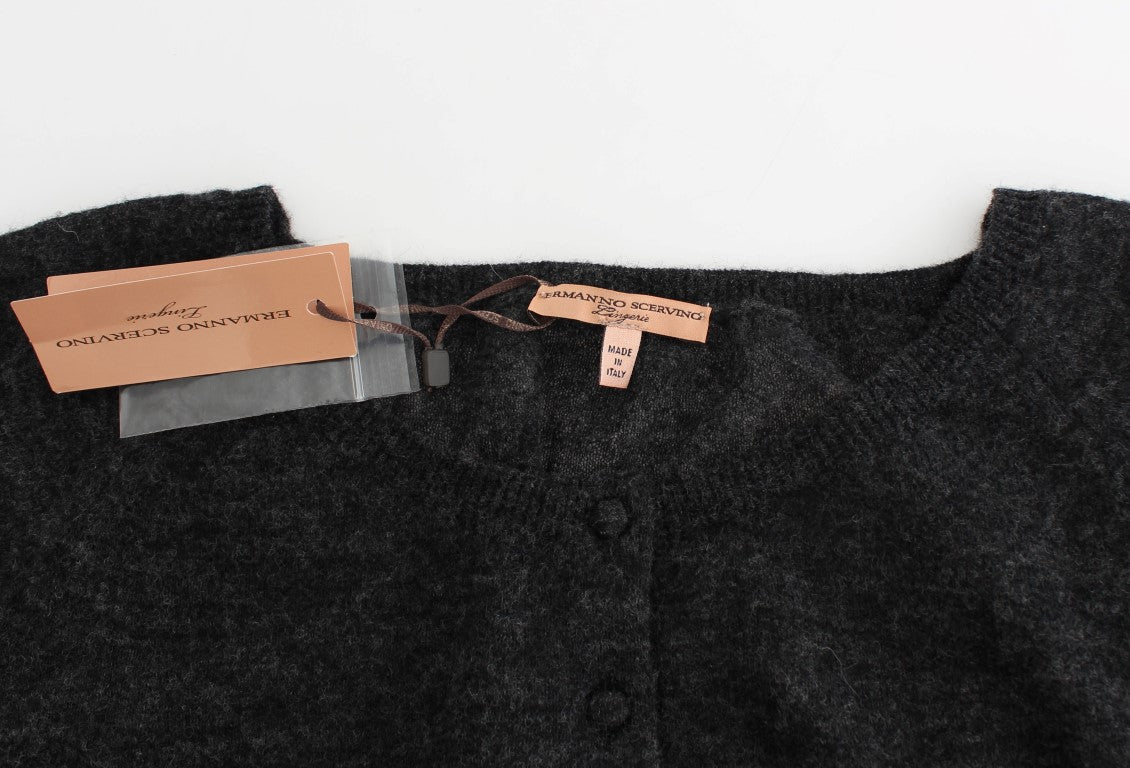 Gray Knit Wool Cardigan Sweater