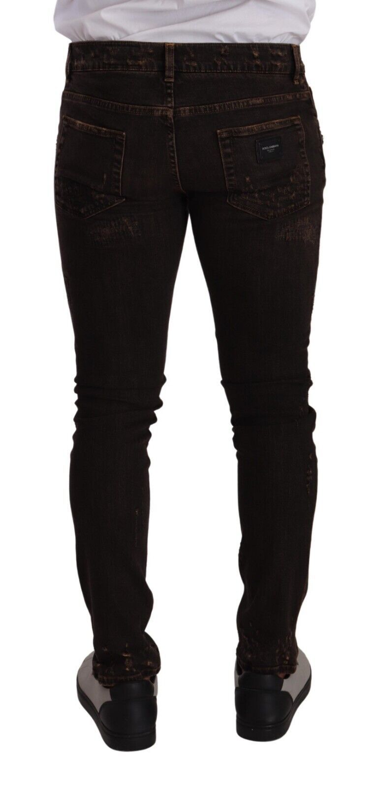 Dolce & Gabbana Braune Distressed Slim Fit Skinny Denim Jeans