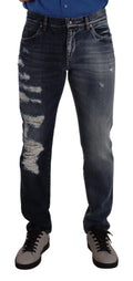Dolce & Gabbana Blaue Baumwoll-Denim-Hose Regular Jeans
