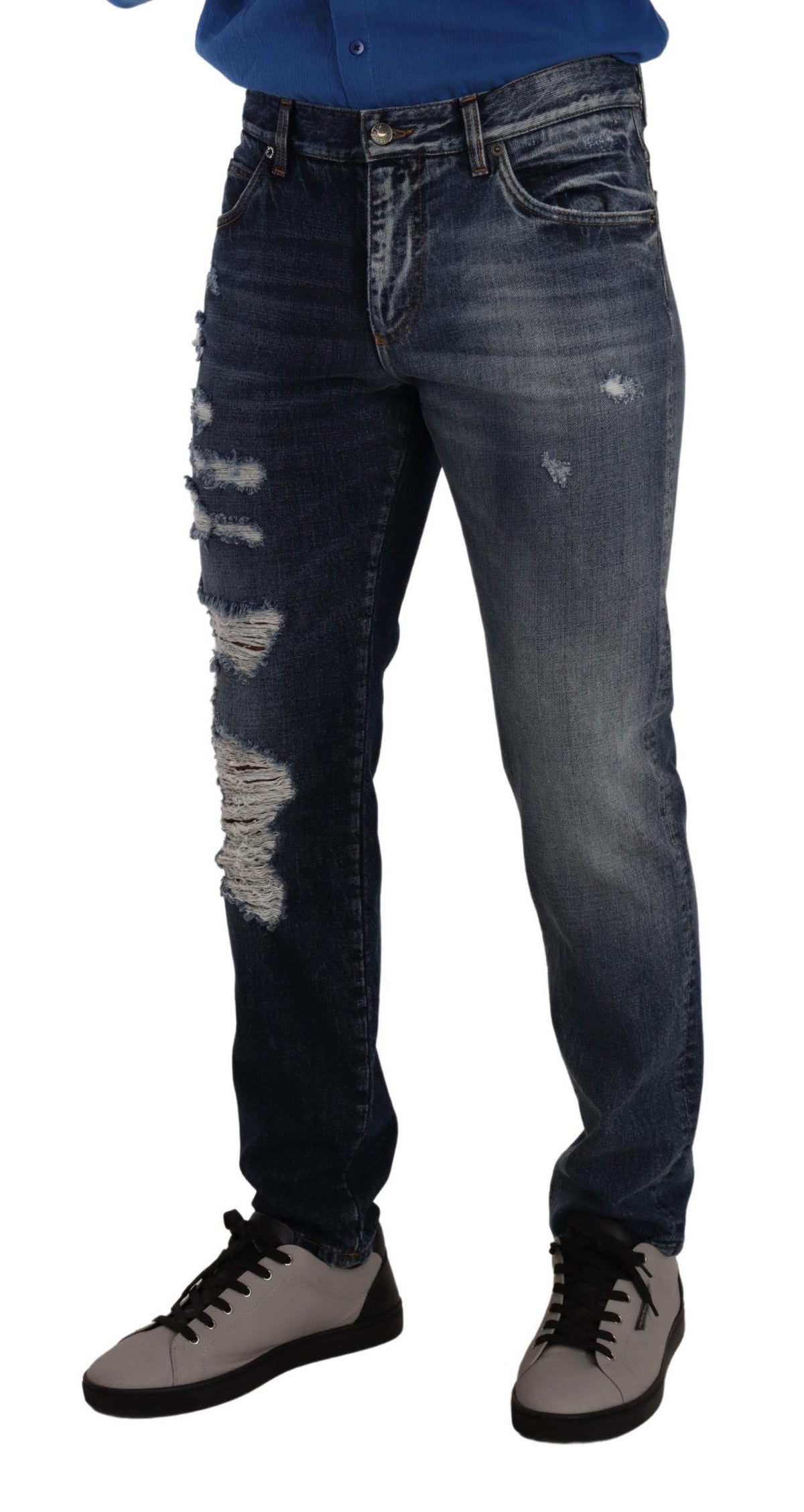 Dolce & Gabbana Blaue Baumwoll-Denim-Hose Regular Jeans