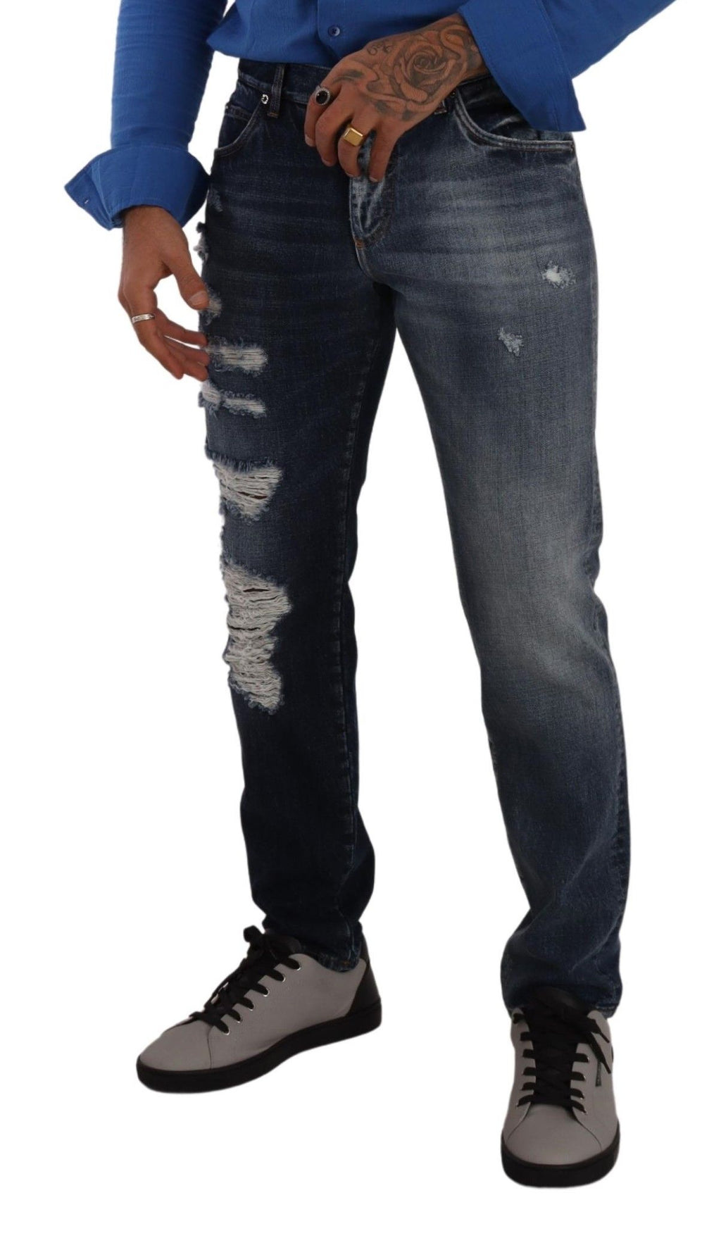 Dolce & Gabbana Blaue Baumwoll-Denim-Hose Regular Jeans