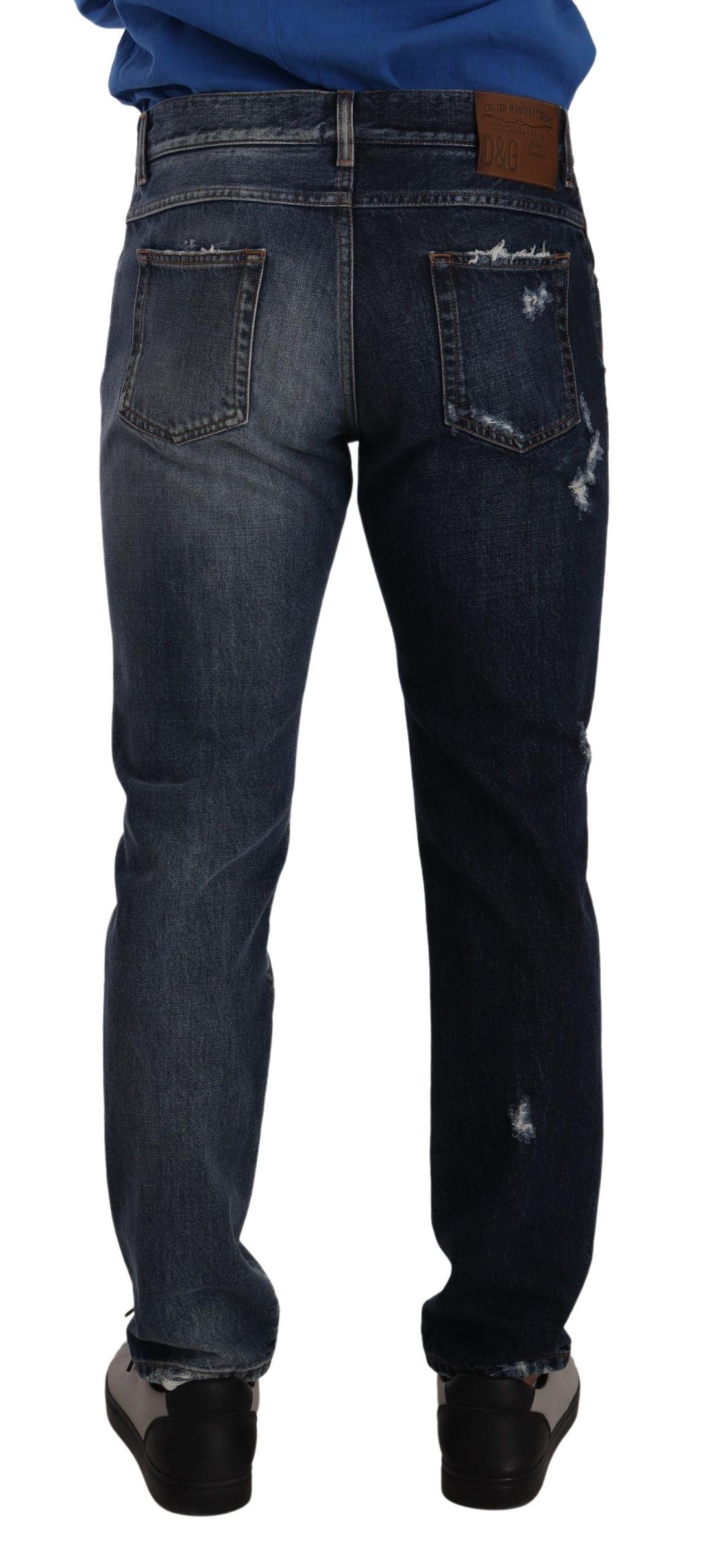Dolce & Gabbana Blaue Baumwoll-Denim-Hose Regular Jeans