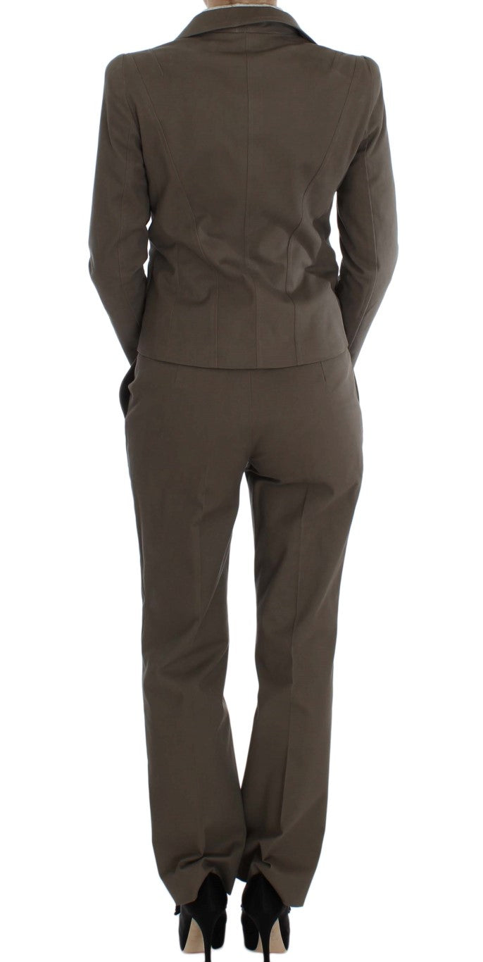 Beige Wool Cotton Suit
