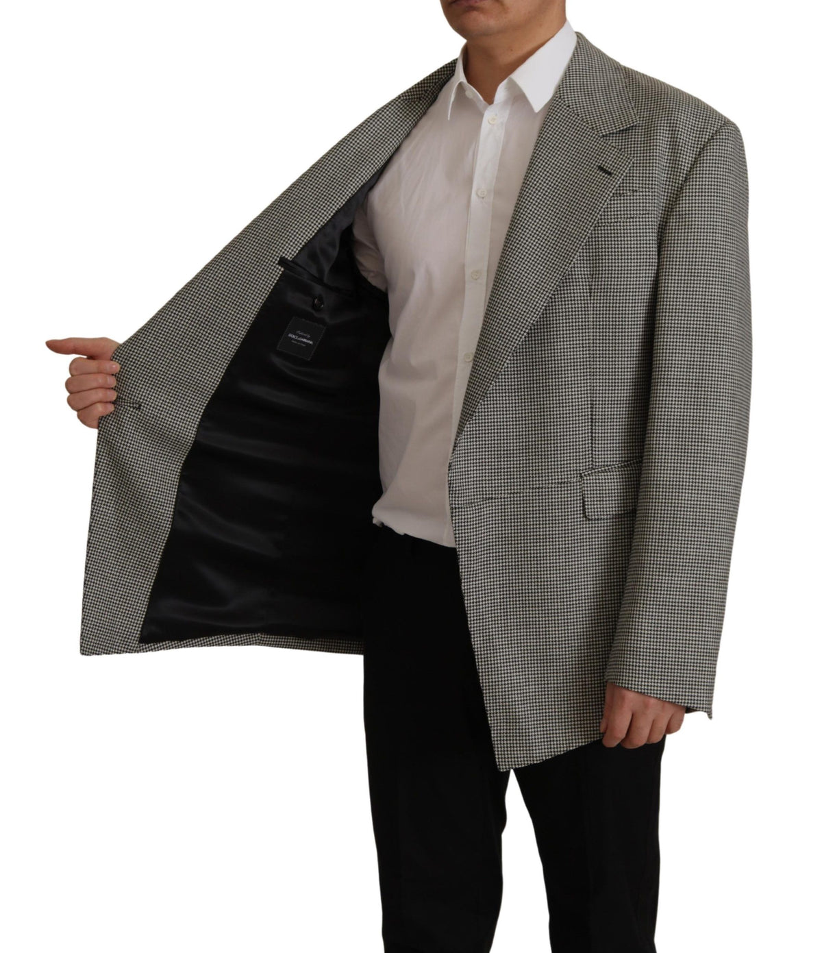 Dolce & Gabbana Graue karierte einreihige Jacke Blazer