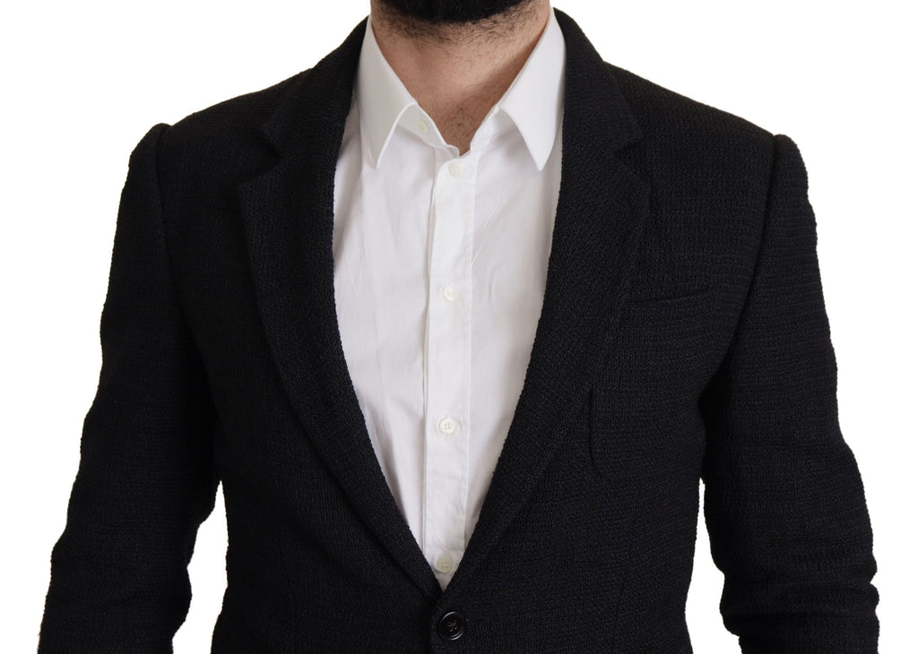 Dolce & Gabbana Schwarzer einreihiger Mantel Männer Blazer