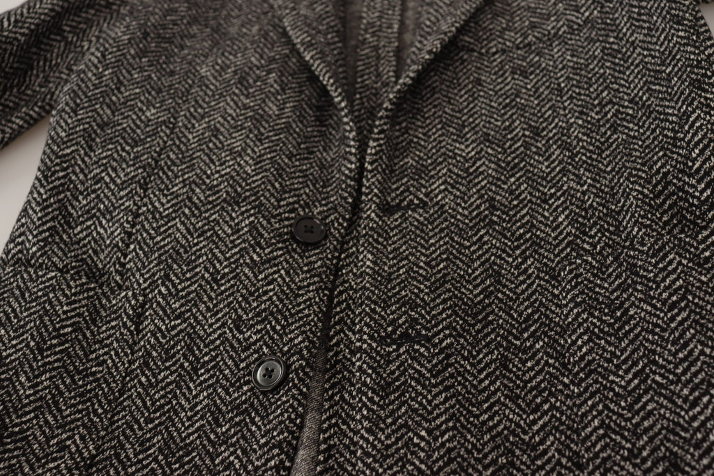 Dolce & Gabbana Grauer einreihiger Fantasy-Blazer aus Baumwolle