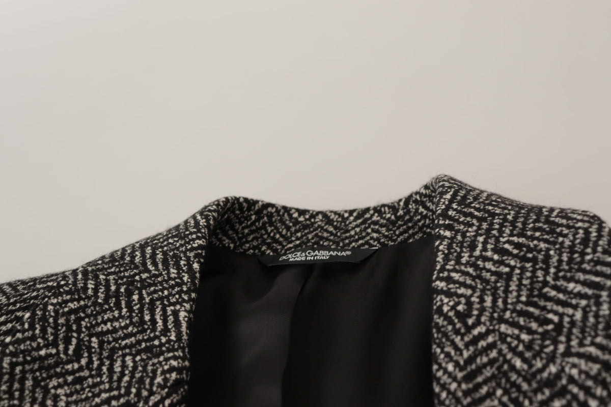 Dolce & Gabbana Grauer einreihiger Fantasy-Blazer aus Baumwolle