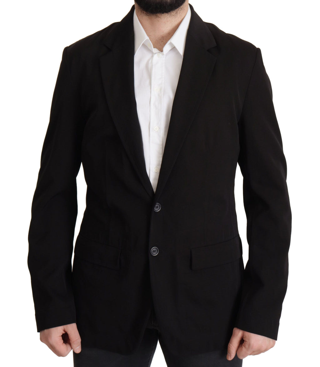 Dolce & Gabbana Schwarzer einreihiger Wollmantel Blazer