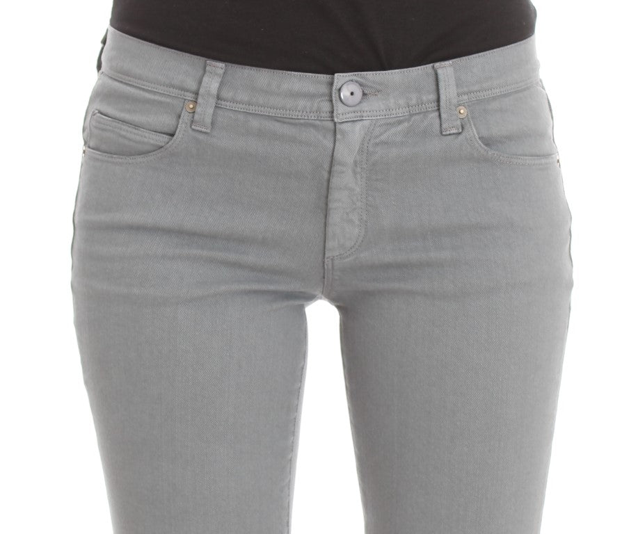 Blue Cotton Blend Slim Fit Bootcut Jeans