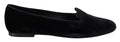Dolce & Gabbana Schwarzer Samt Slip Ons Loafers Flats Schuhe