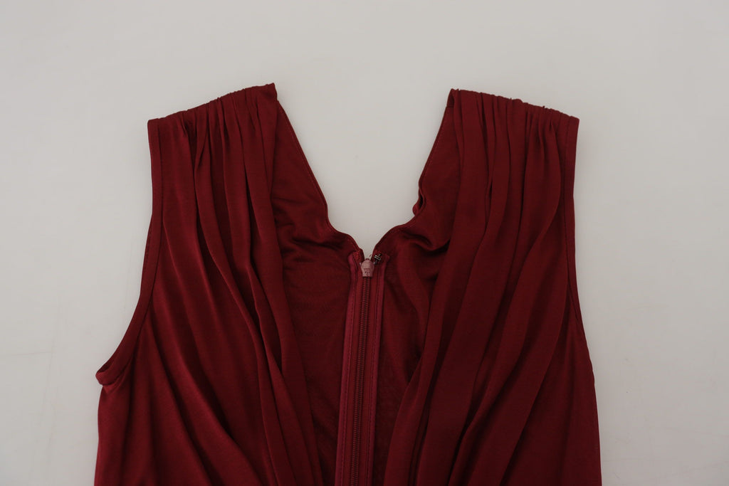 Dolce & Gabbana Bordeauxfarbenes Seidenstretch-Top Weste Bluse