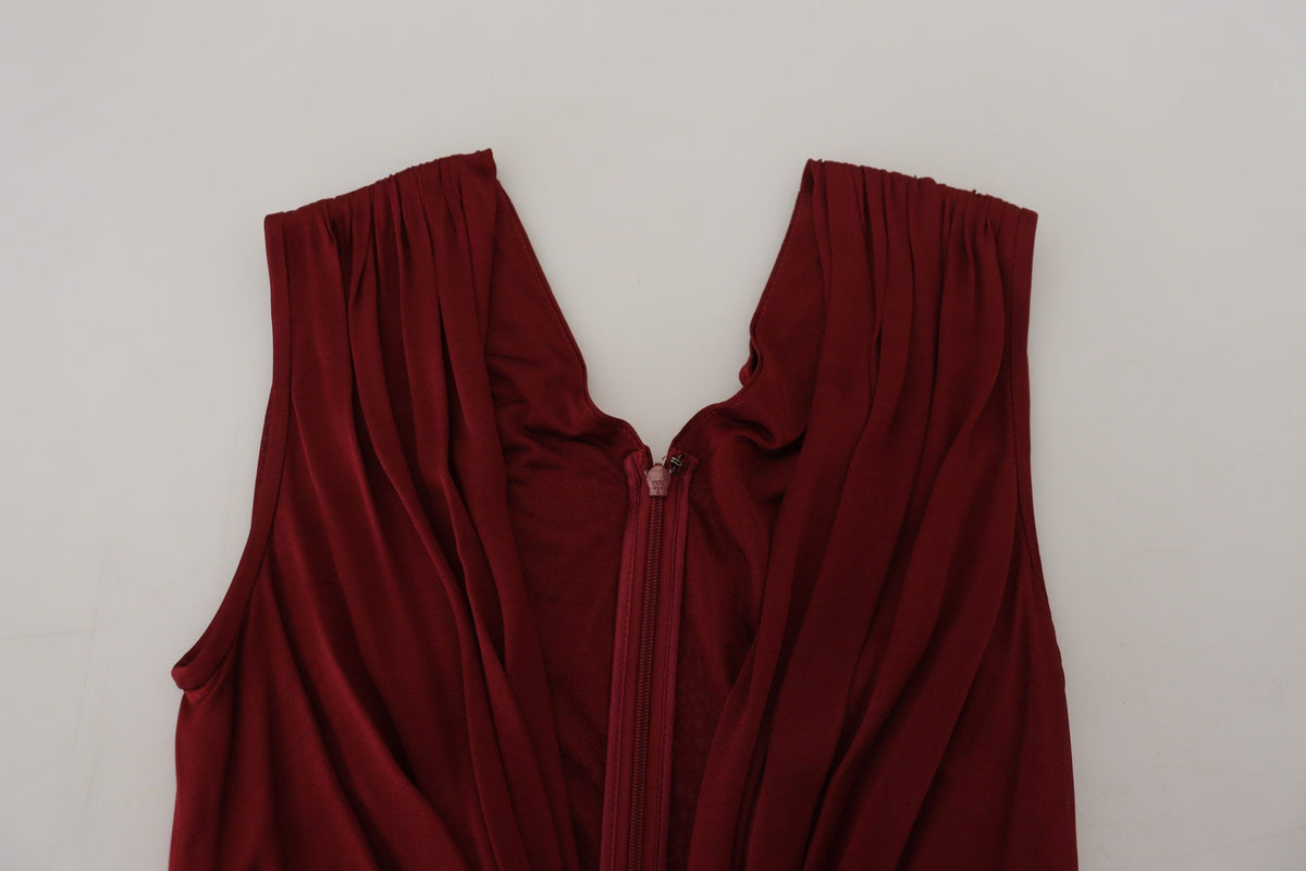 Dolce & Gabbana Bordeauxfarbenes Seidenstretch-Top Weste Bluse