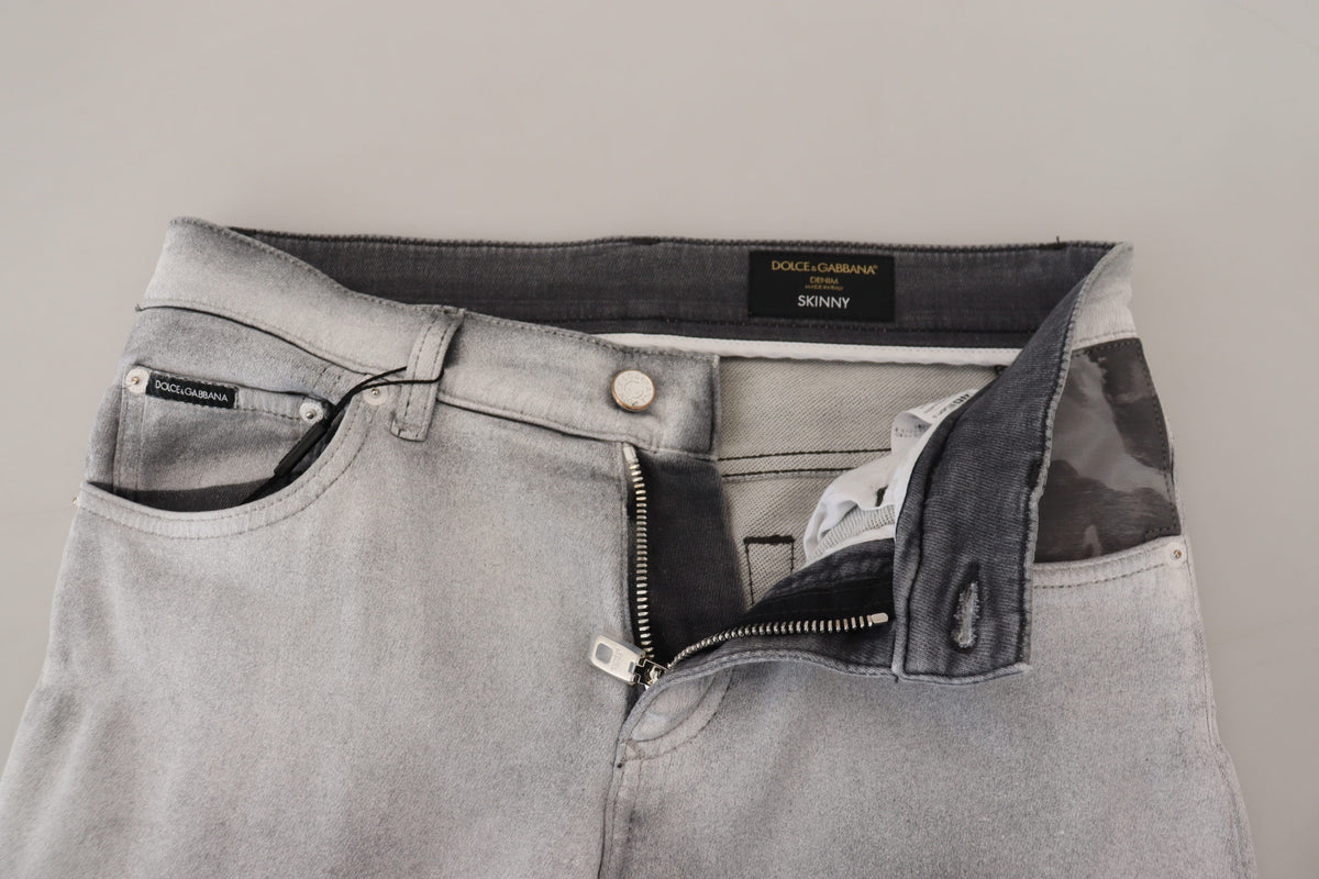 Dolce & Gabbana Graue gewaschene Skinny Herren Denim Jeans