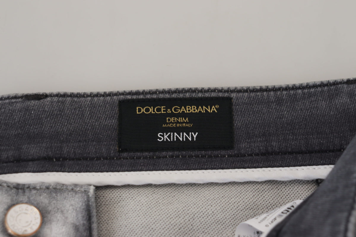 Dolce & Gabbana Graue gewaschene Skinny Herren Denim Jeans