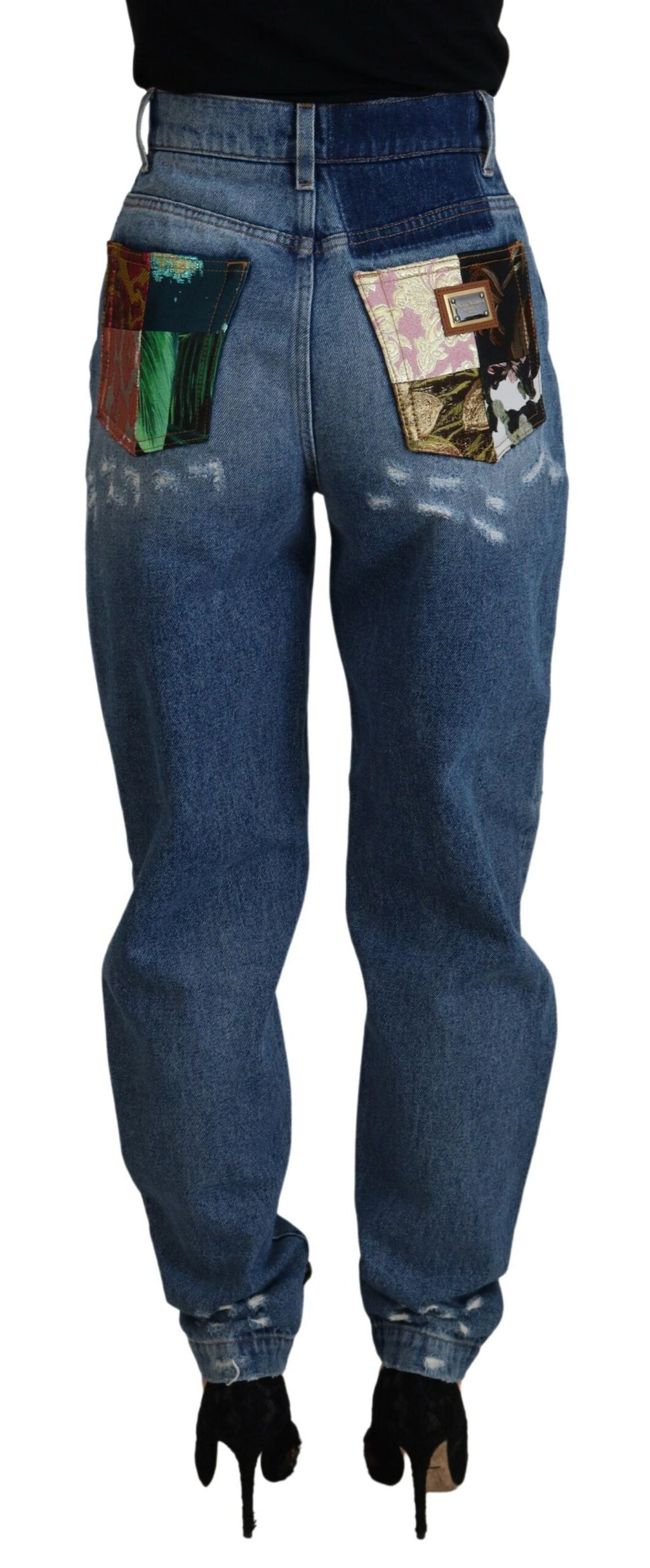 Dolce & Gabbana Blaue zerfledderte Skinny Denim-Jeans aus Baumwolle