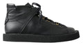 Dolce & Gabbana Schwarze Leder-Slipper mit Stretch-Stiefeln