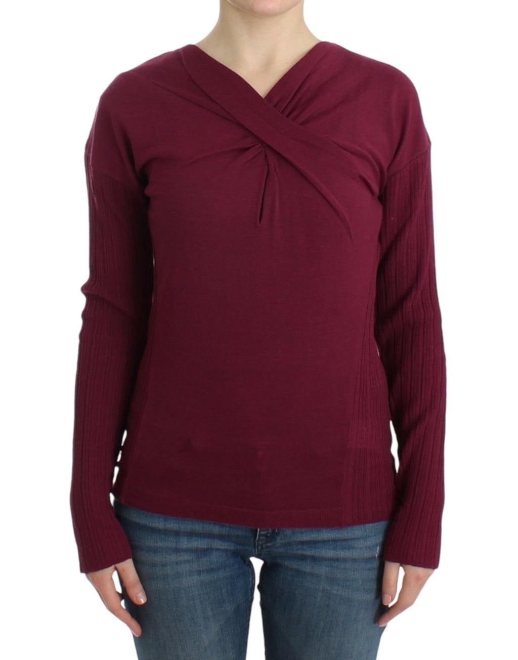 Purple knitted wool sweater