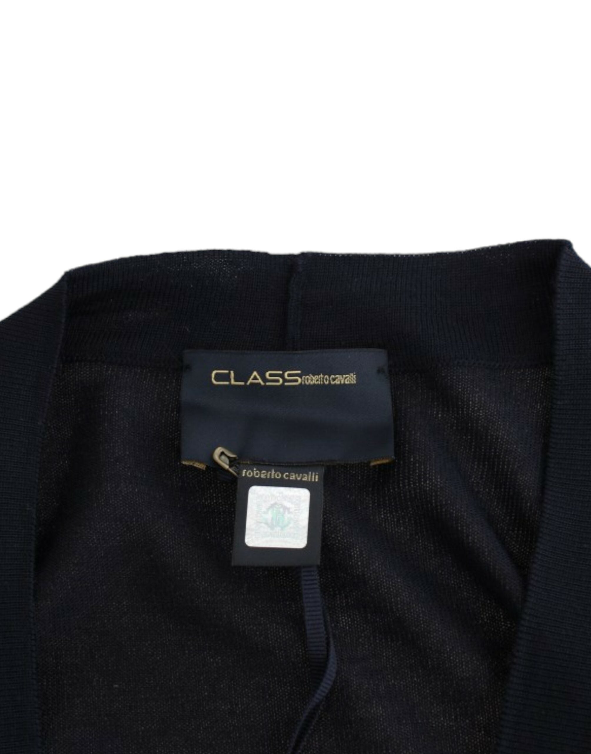 Black cropped wool cardigan