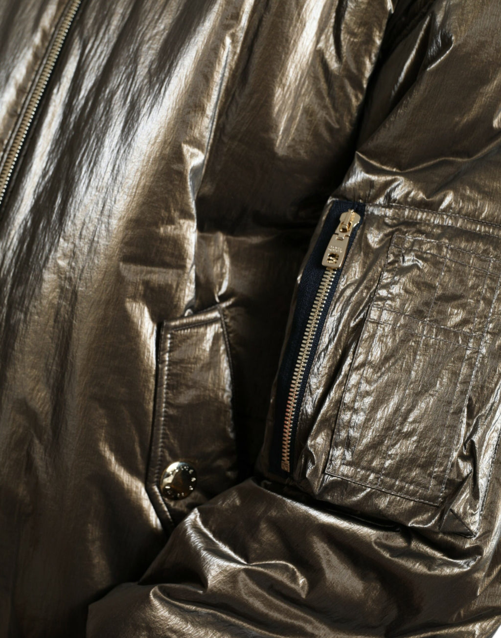 Dolce & Gabbana Bronze Nylon Full Zip Männer Bomberjacke