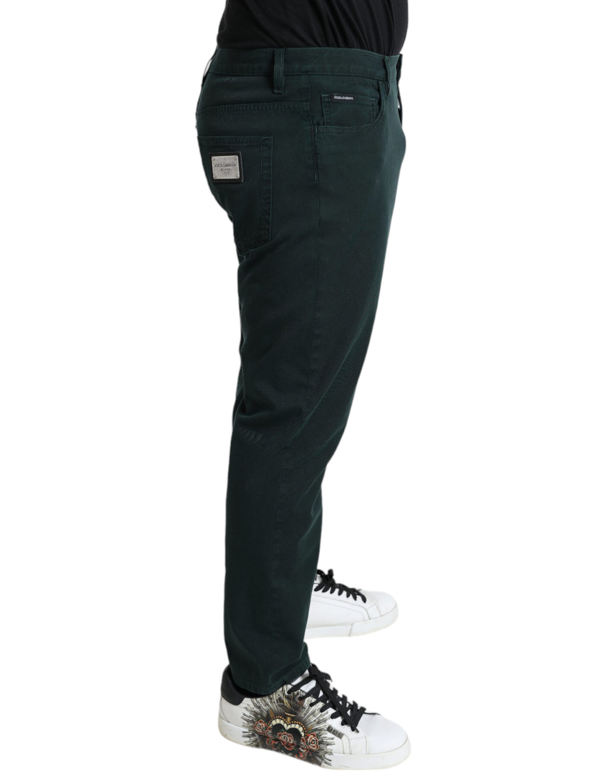 Dolce & Gabbana Grüne Baumwoll-Stretch-Skinny-Denim-Jeans für Männer