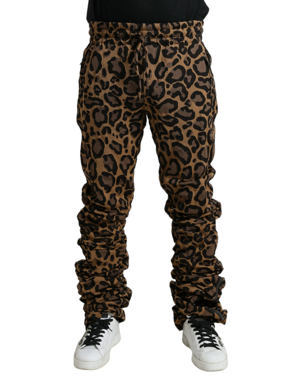 Dolce & Gabbana Braune Leopard-Jacquard-Joggerhose
