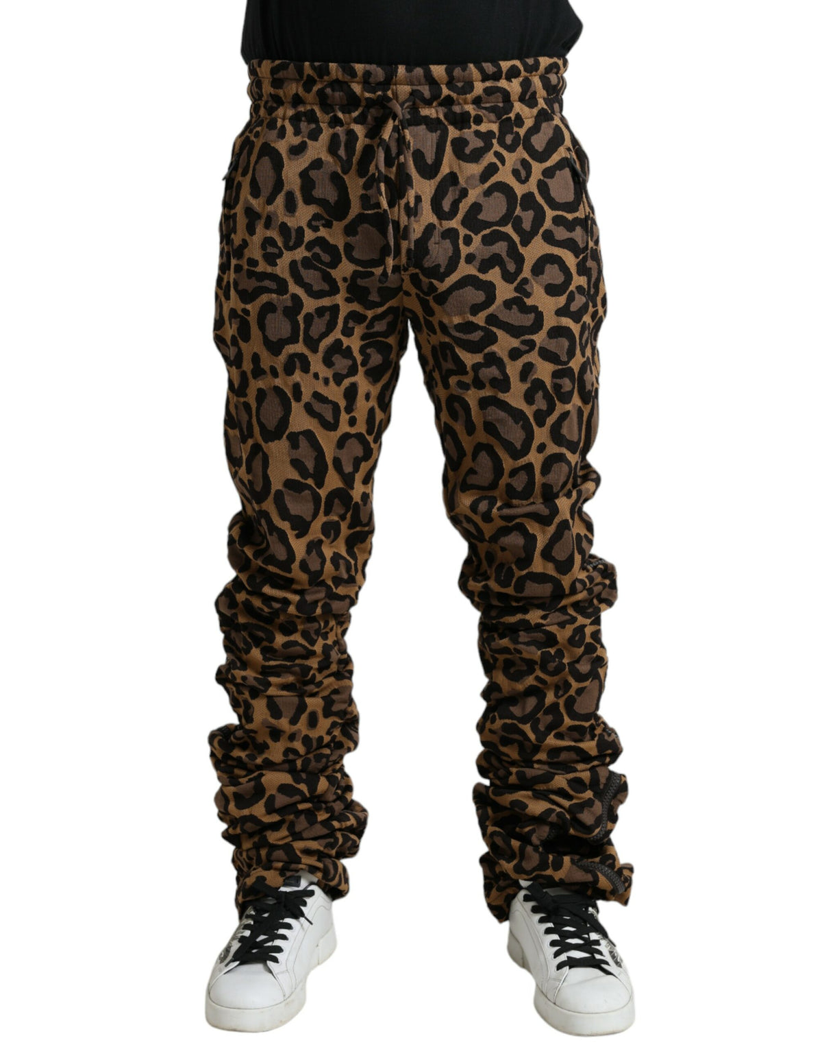 Dolce & Gabbana Braune Leopard-Jacquard-Joggerhose
