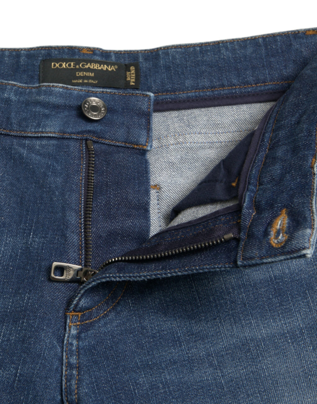 Dolce & Gabbana Blaue BOYFRIEND Mid Waist Denim Jeans aus Baumwolle