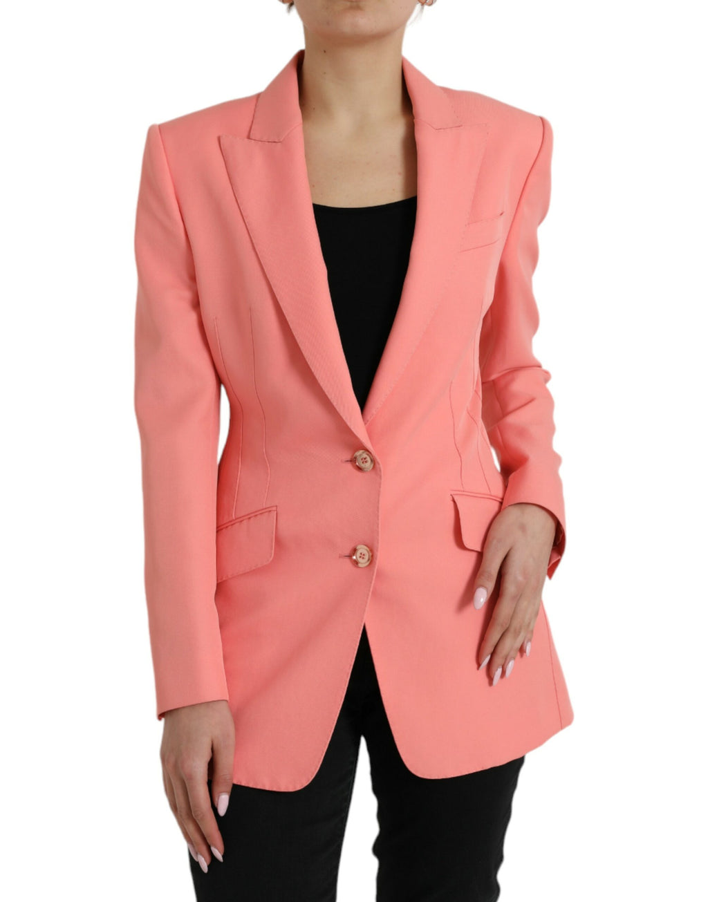 Dolce & Gabbana Einreihige Blazerjacke aus rosa Polyester