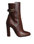Dolce & Gabbana Braune Leder-Stiefeletten Mittelhohe Stiefel Schuhe