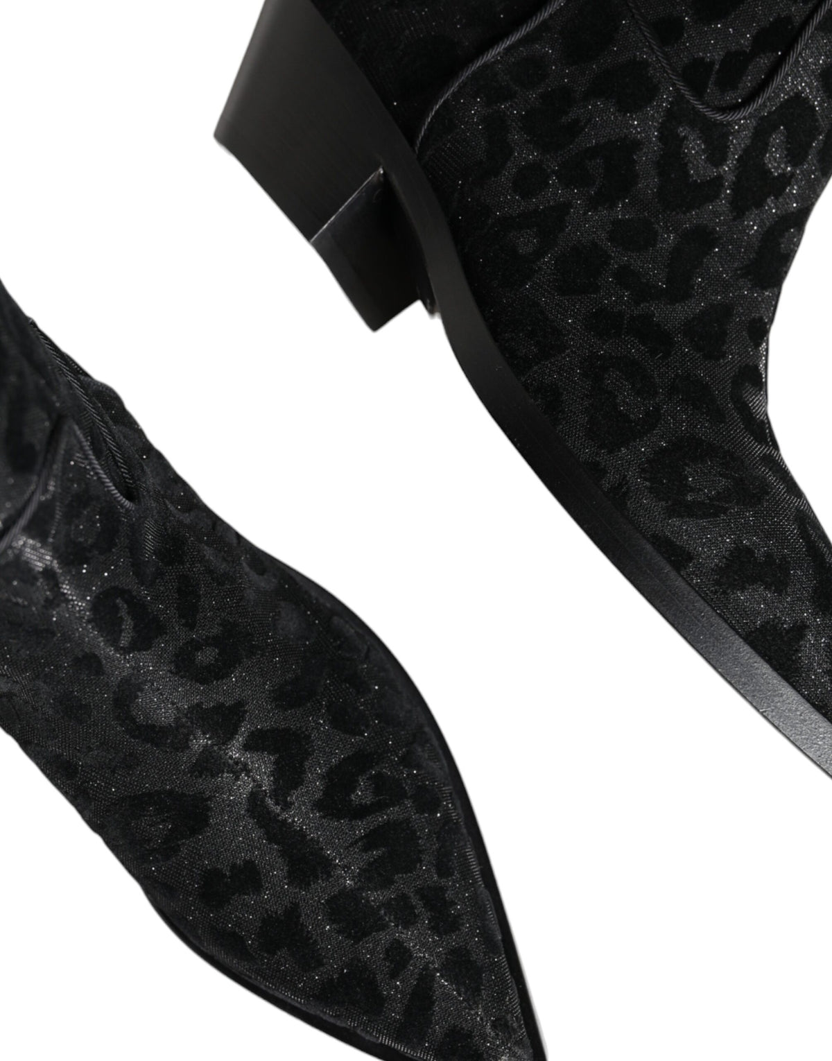 Dolce & Gabbana Schwarz Grau Leopard Cowboy Stiefel Schuhe