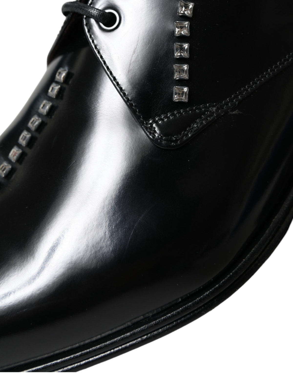 Dolce & Gabbana Schwarze Leder-Abendschuhe mit Kristallbesatz