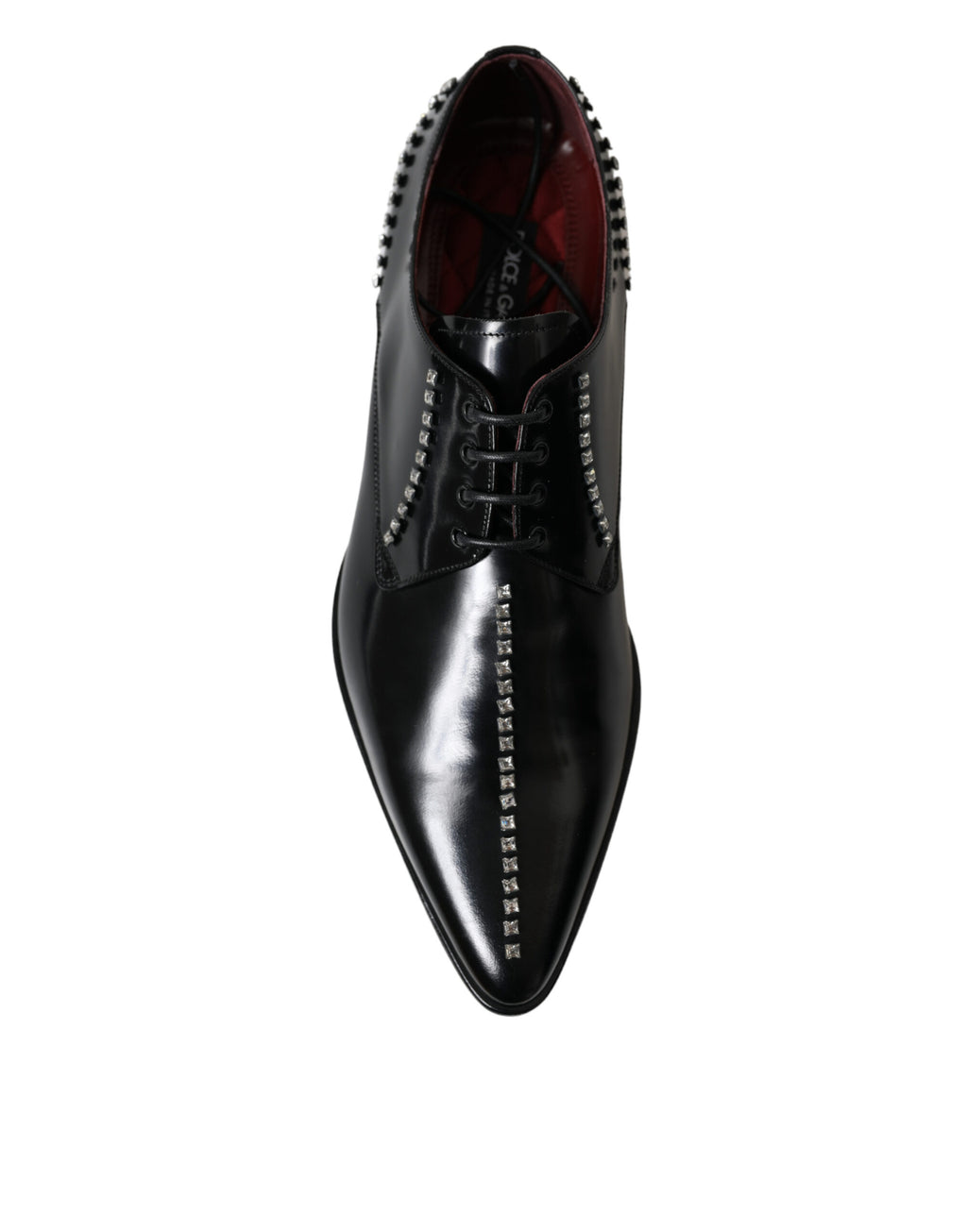 Dolce & Gabbana Schwarze Leder-Abendschuhe mit Kristallbesatz
