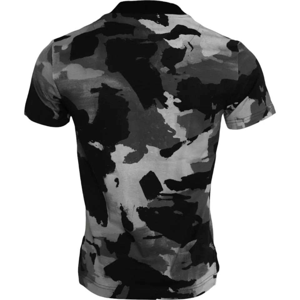 Dolce & Gabbana Multicolor-Camouflage-T-Shirt aus Baumwolle mit Rundhalsausschnitt