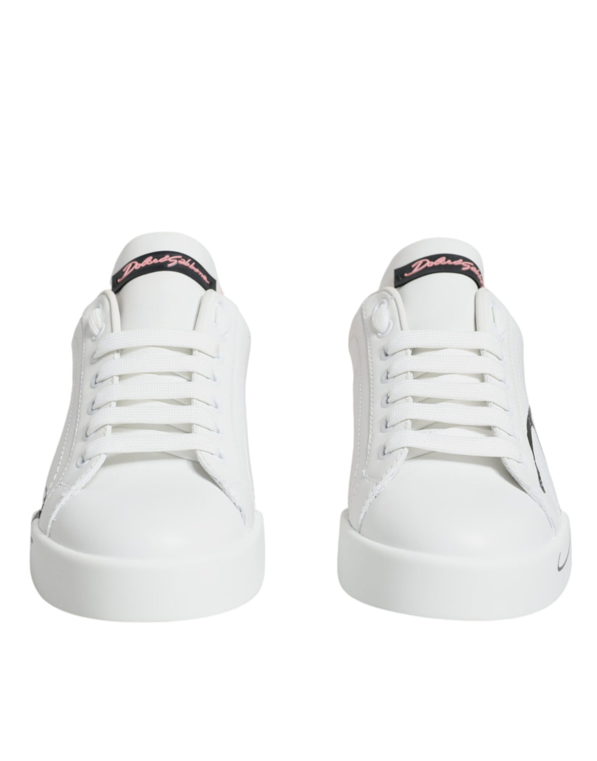 Dolce & Gabbana Weiße und rosafarbene Portofino Low-Top Sneaker