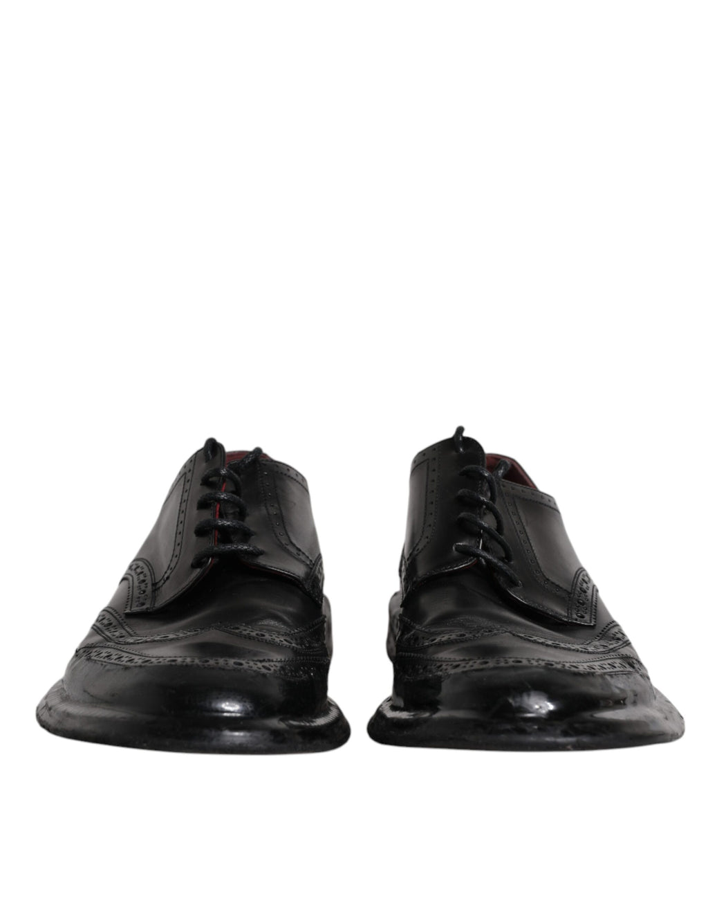 Dolce & Gabbana Schwarzes Leder Derby Wingtip Formelle Schuhe