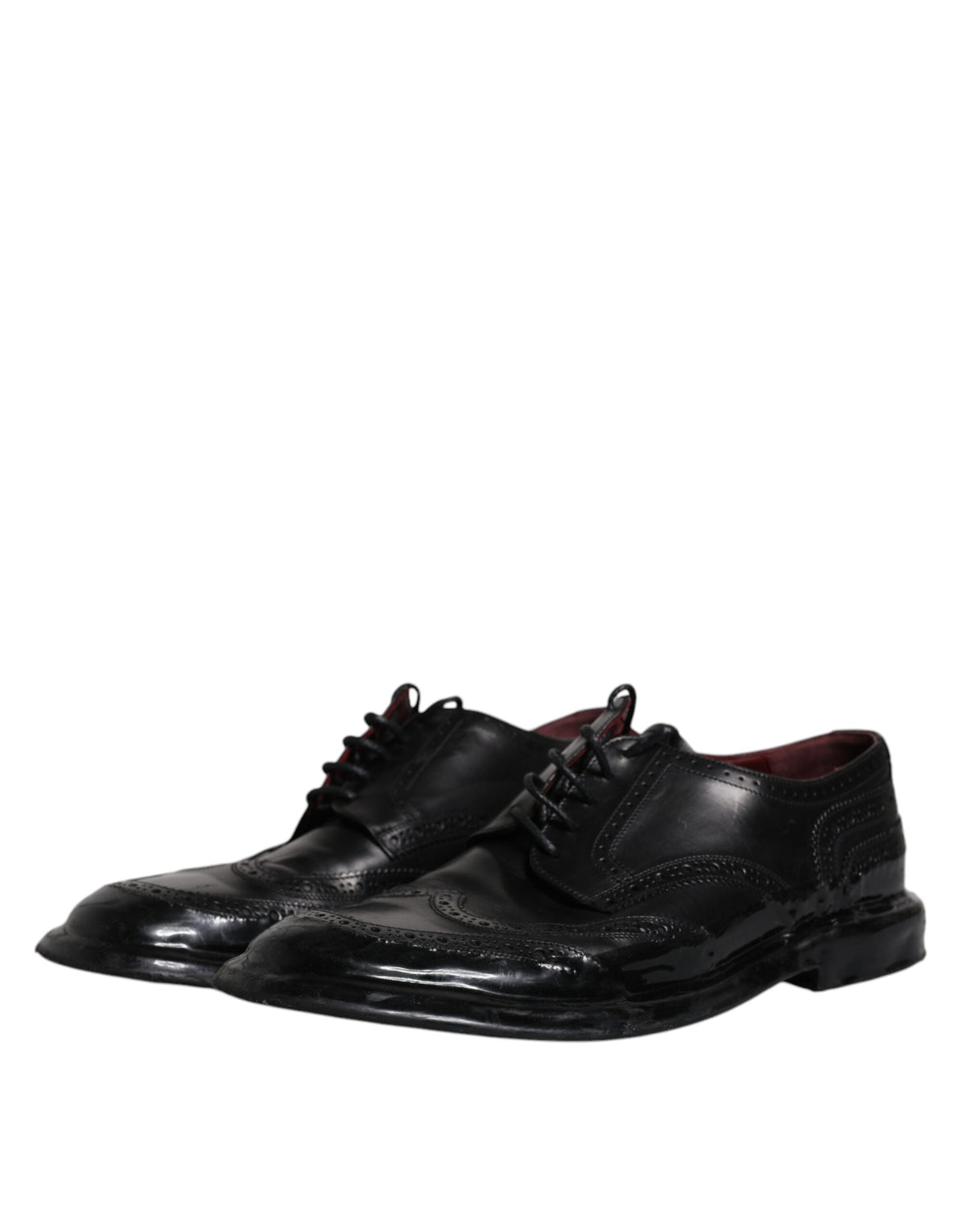 Dolce & Gabbana Schwarzes Leder Derby Wingtip Formelle Schuhe