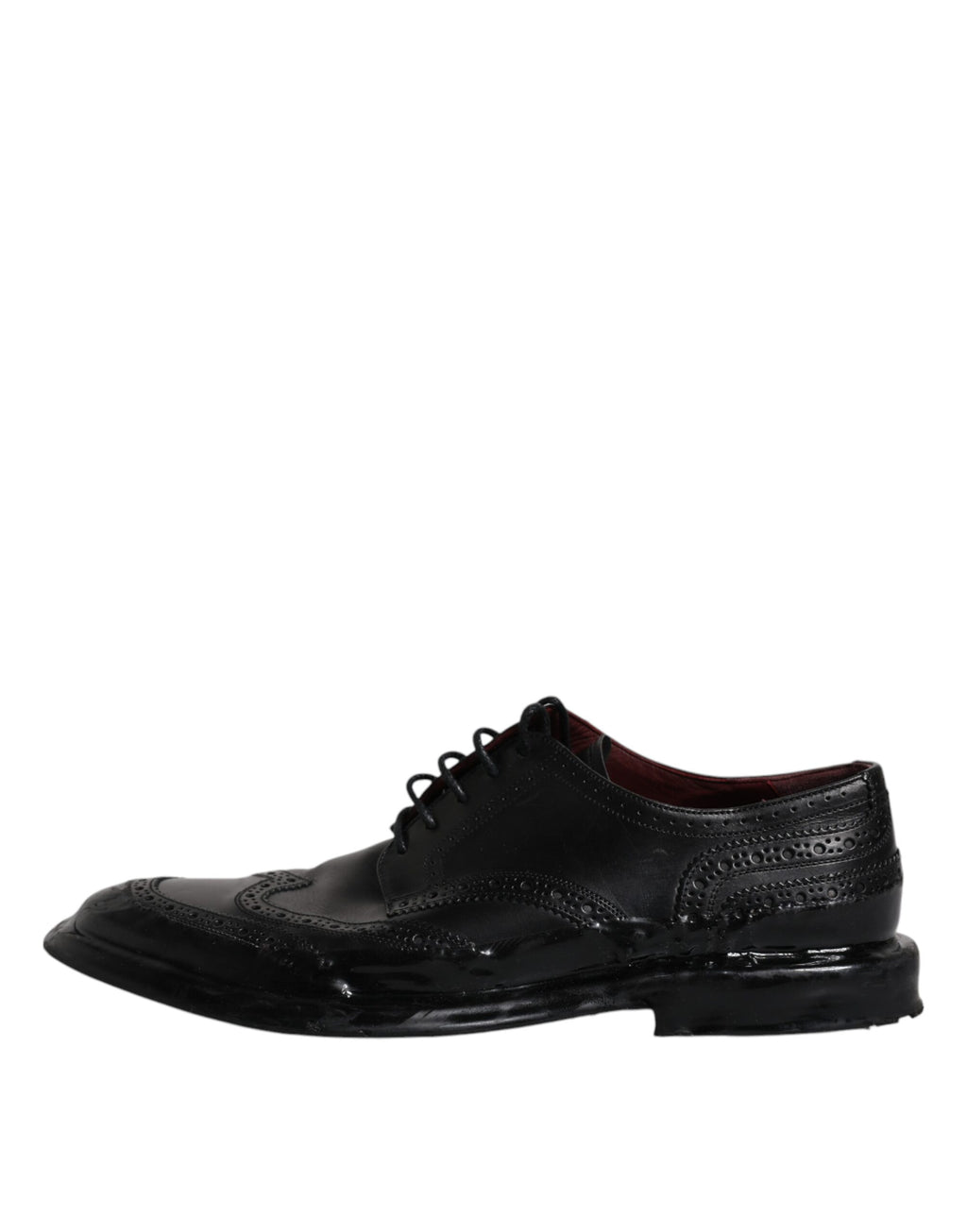 Dolce & Gabbana Schwarzes Leder Derby Wingtip Formelle Schuhe