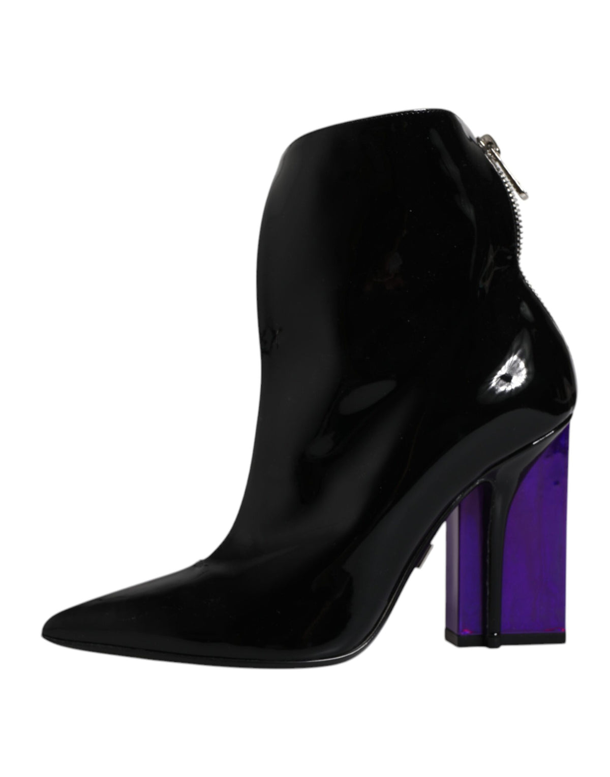 Dolce & Gabbana Lila Schwarz Spitzstiefel Schuhe