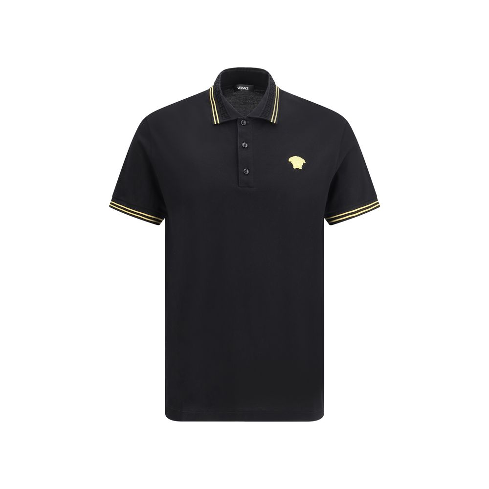 Versace Schwarzes Baumwoll-Poloshirt