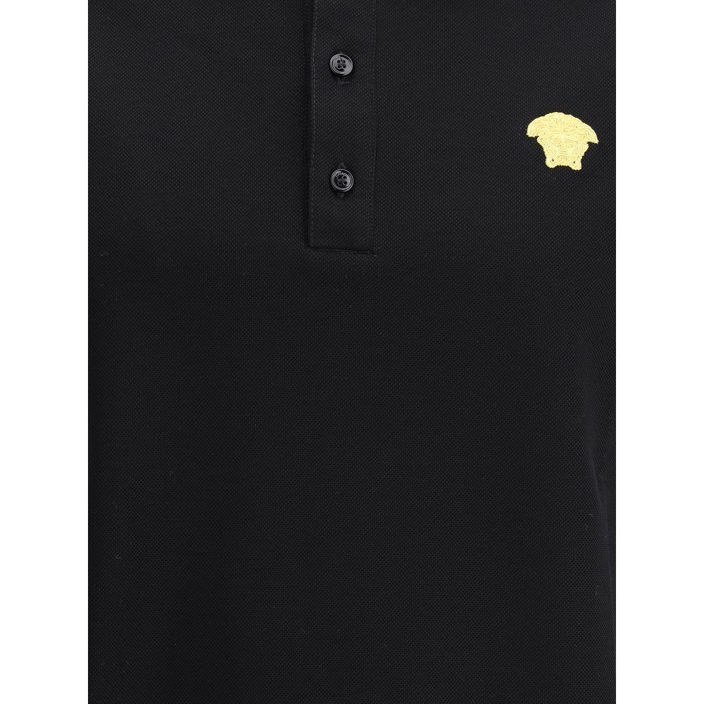 Versace Schwarzes Baumwoll-Poloshirt